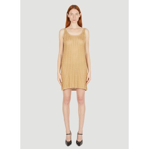 Prada Women Metallic Cabel Knit Dress